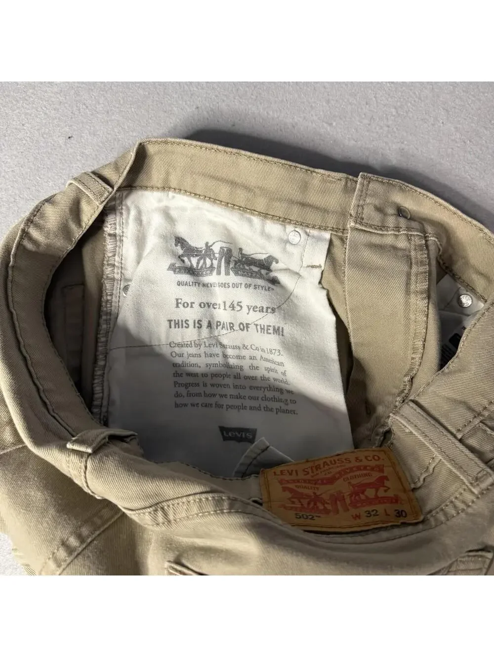 Levis 502 Jeans Mens 32x30 Pants Tan Beige Khaki‎ Modern Western Basic Minimal